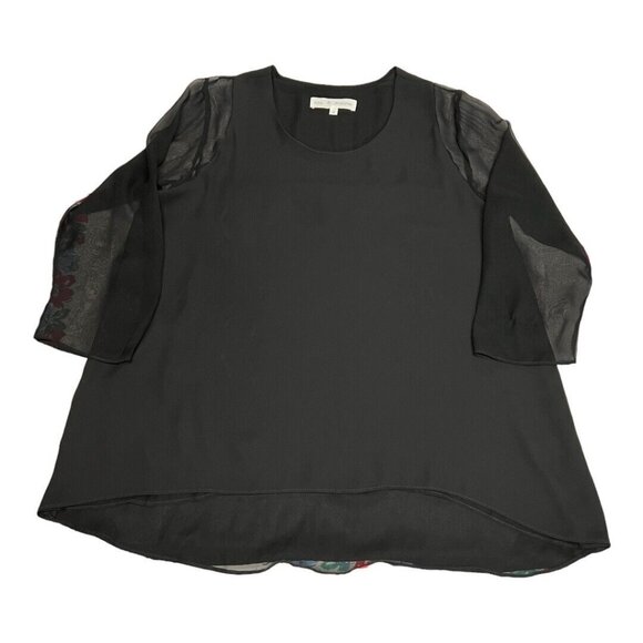 Lola & Sophie Womens Sheer Sleeve Blouse~Size M~Black Tunic Silk Top~L12 22 - Picture 8 of 12